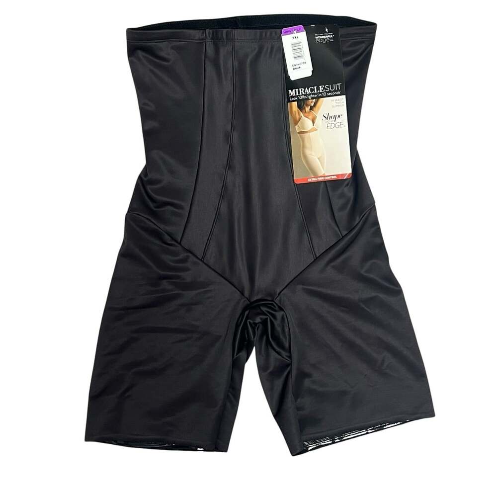 NWT MiracleSuit Shape Wonderful Edge Shapewear Shorts 2XL Black 2709